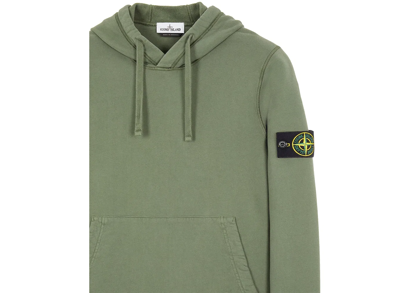 Мужская худи из ворсистого хлопкового футера Hoodie Stone Island, Sage — фото 3