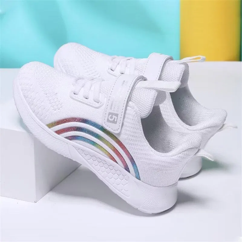 Детские кроссовки для девочек с дышащим верхом Zonkacen, White — фото 4
