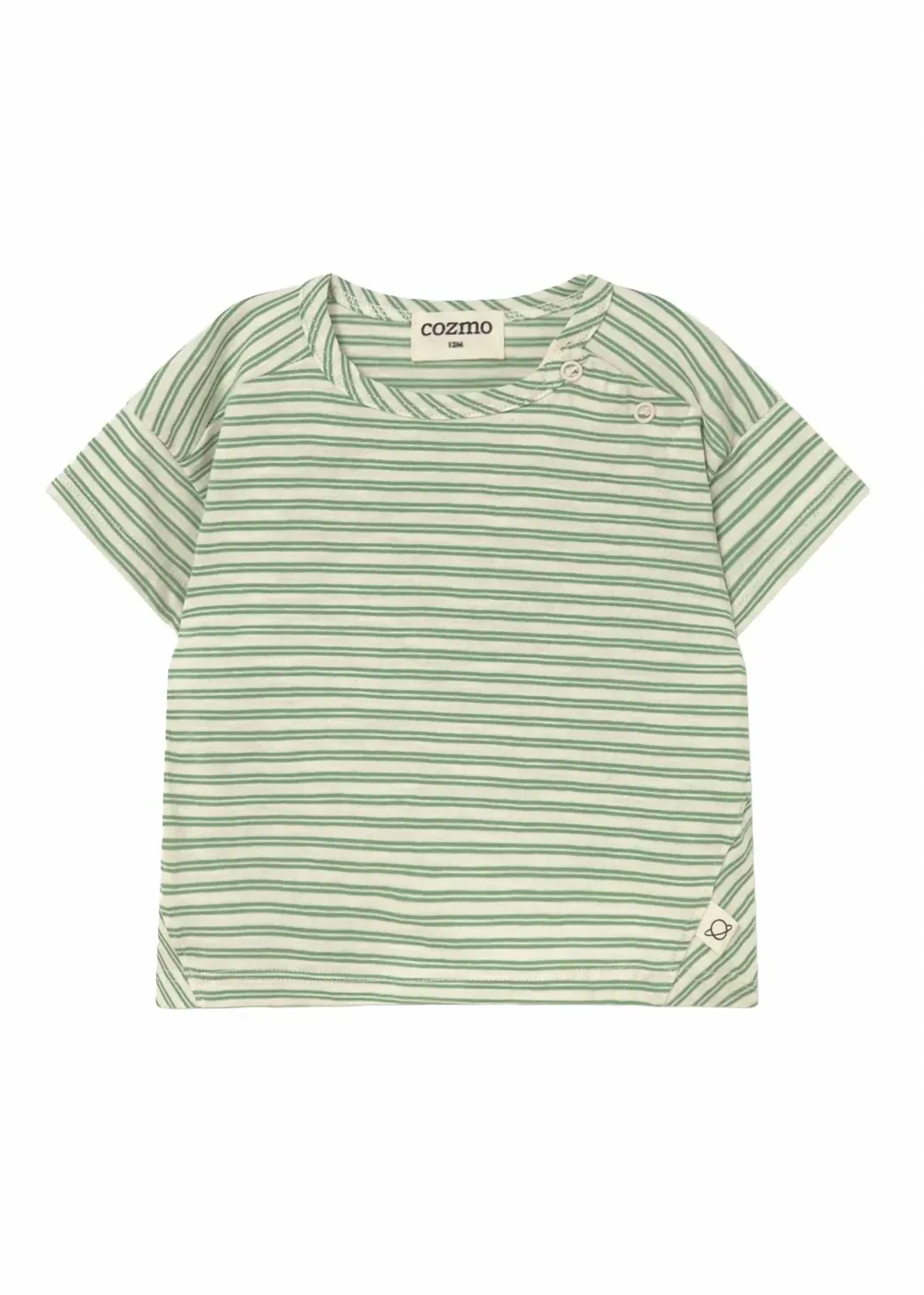Детская футболка для мальчиков с принтом полоска Alan Striped Slub Cozmo, зеленый — фото 3