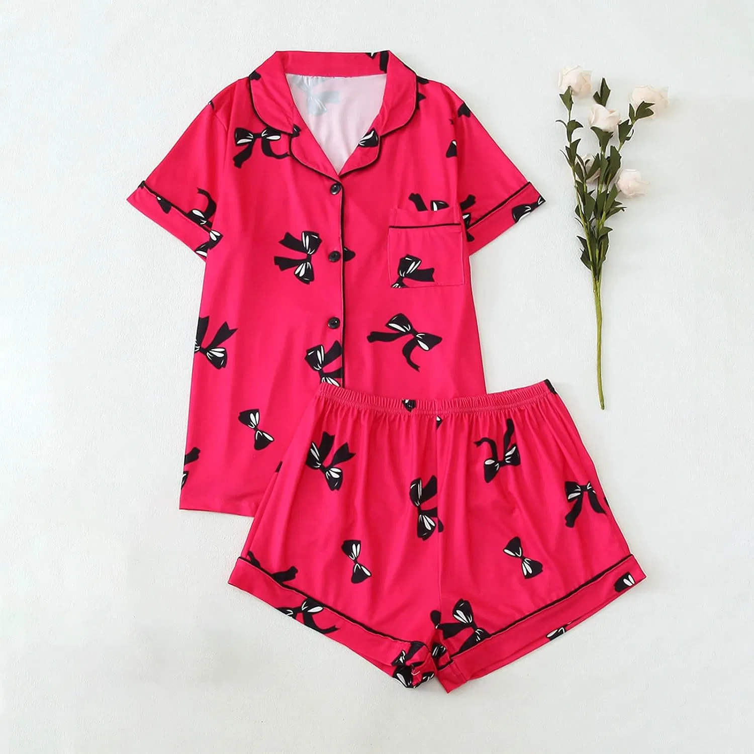 Пижамный комплект, короткий рукав, Women's, Красный Арбуз — фото 2