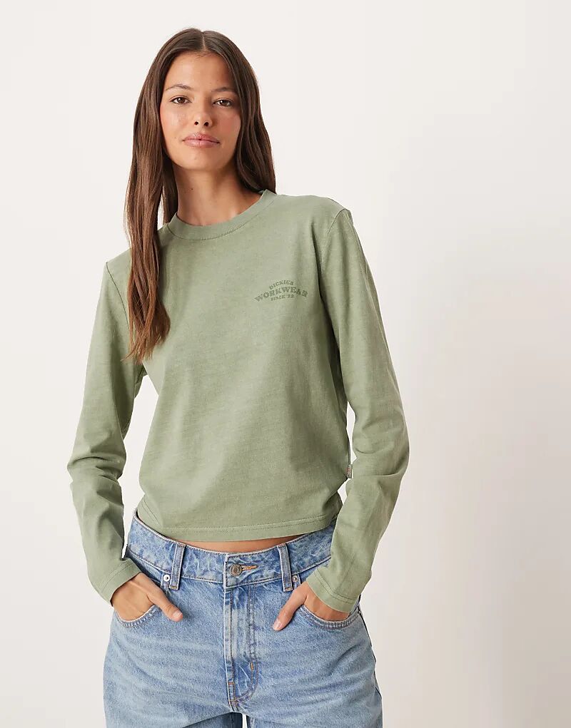 

Лонгслив с длинными рукавами Dickies Christiana в выбеленном зеленом цвете