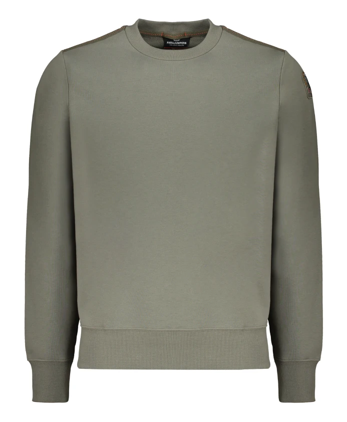 

Свитшот с круглым вырезом в рубчик и нашивкой с логотипом. Parajumpers, зеленый