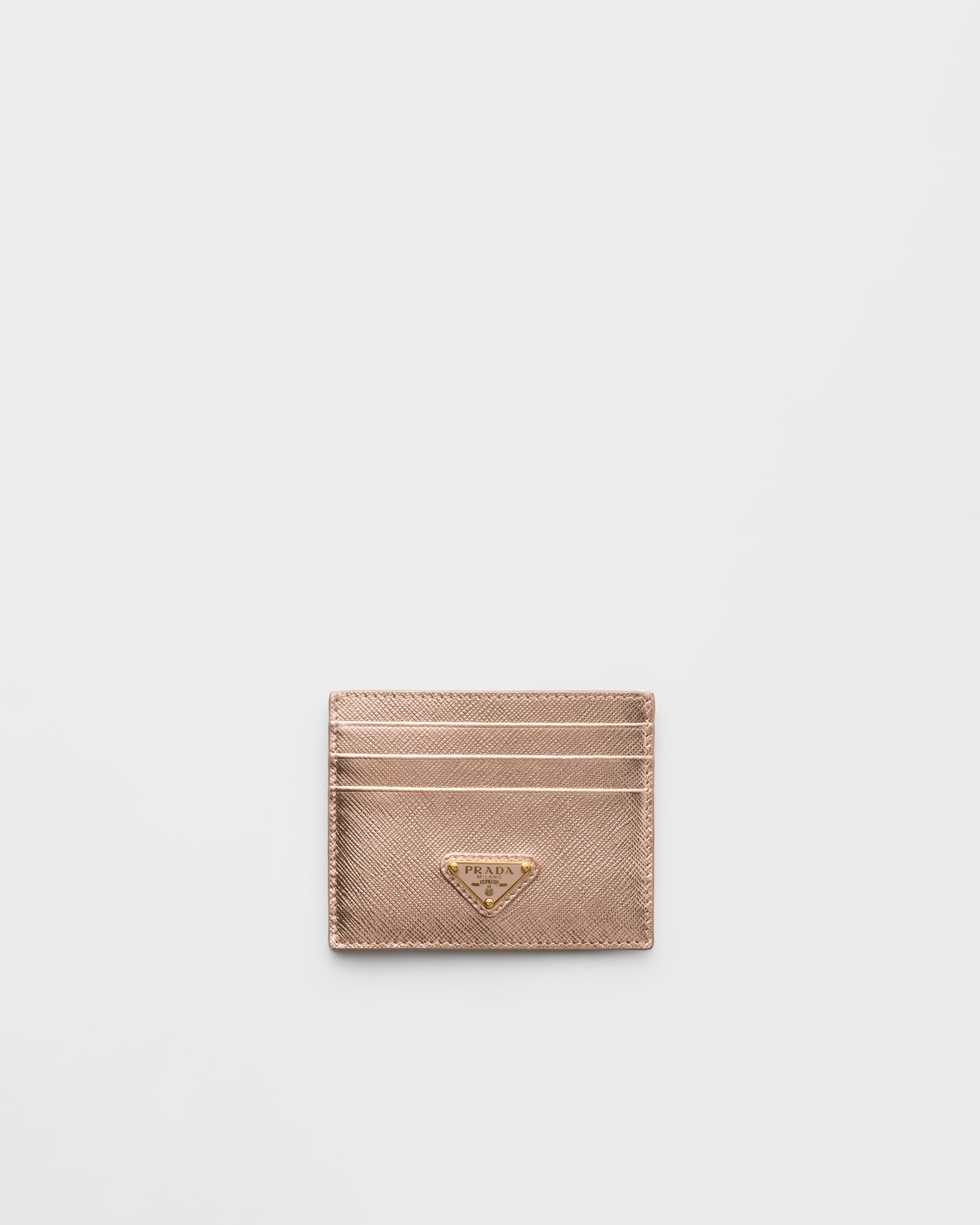 

Кардхолдер из сафьяновой кожи Prada, бежевый