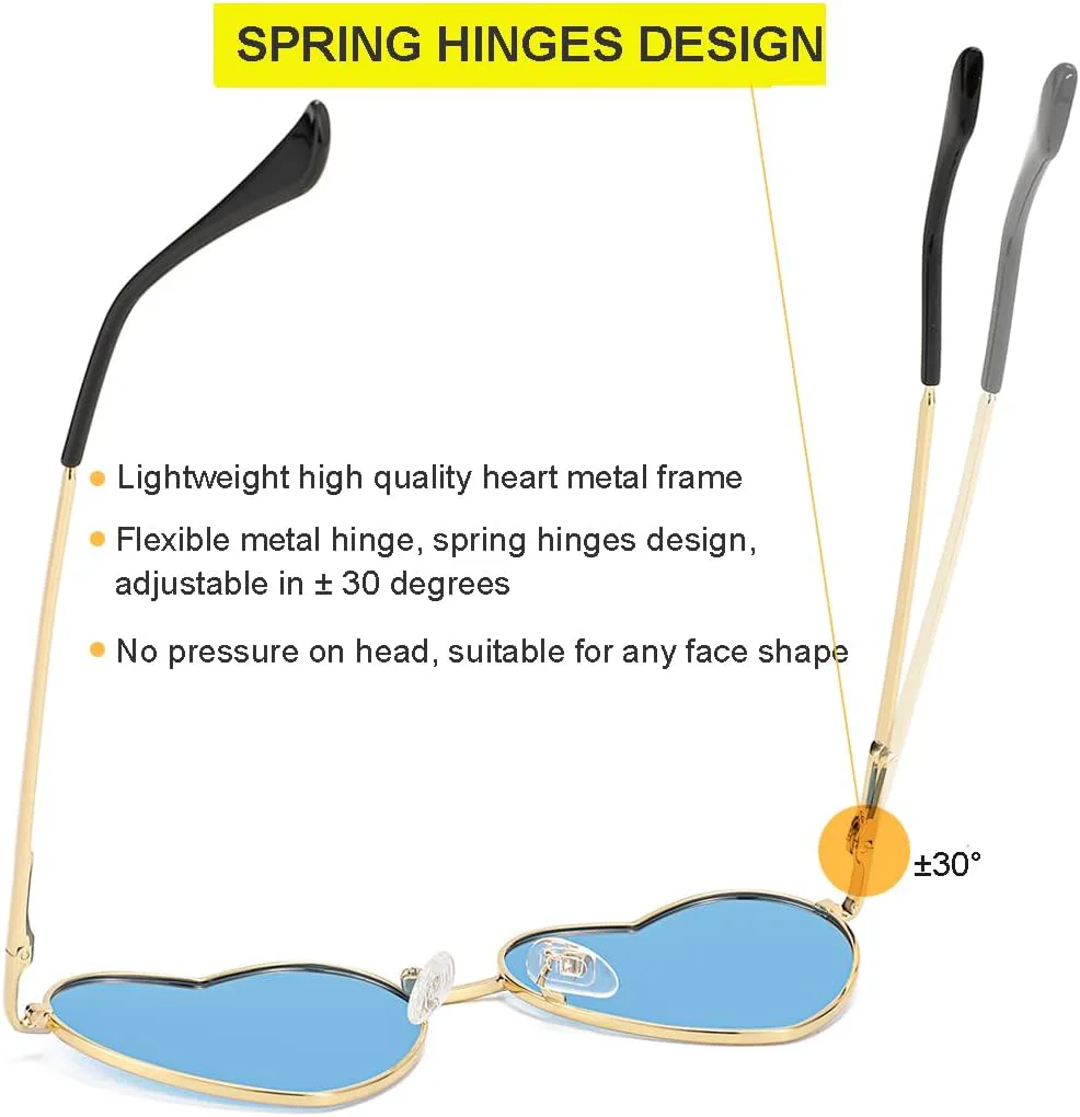 

Женские поляризованные солнцезащитные очки JOVAKIT в форме сердца, модный стиль, металлическая оправа, линзы с защитой от УФ-излучения UV400, A3 Gold/Blue