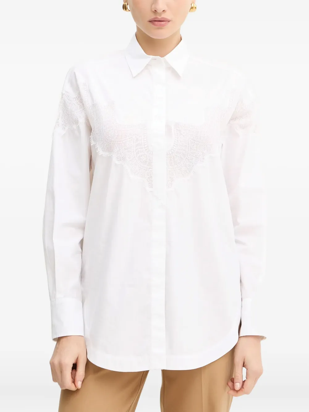 

Рубашка Bostuna с кружевной отделкой Boss, белый