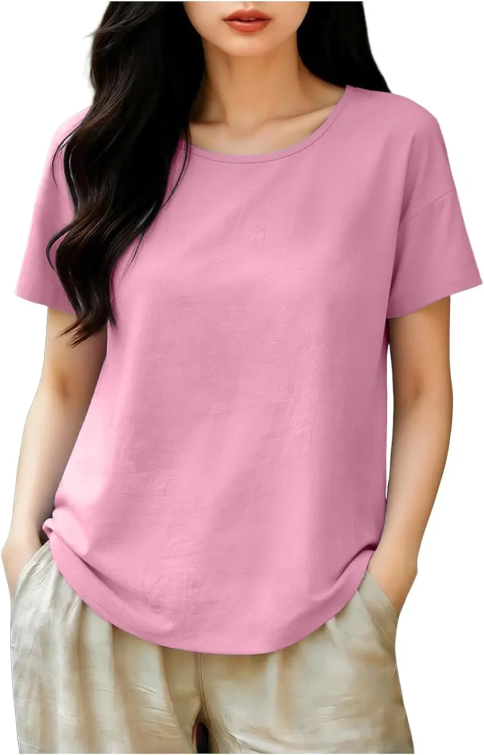 Блуза с китайским воротником, свободная, из коллекции Linen Shirts for Women, красный