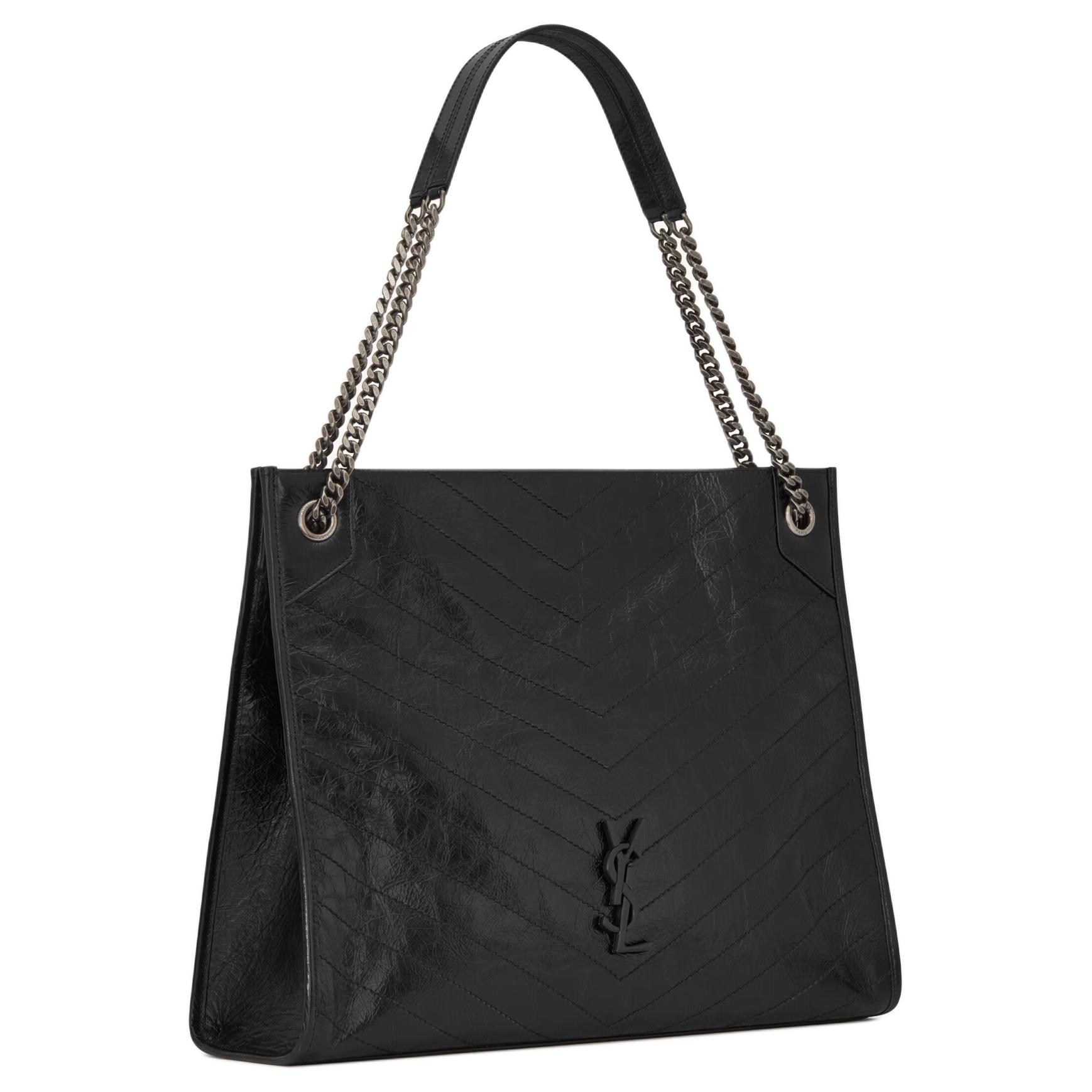 SAINT LAURENT Кожаная сумка через плечо большая Women's Black — фото 2