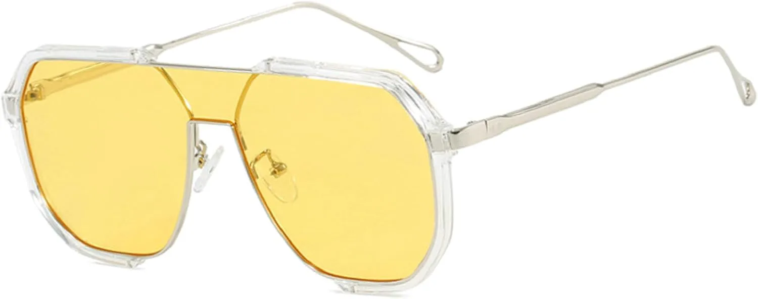 

Большие желтые солнцезащитные очки для женщин, модные, в цельной оправе, в стиле «пилотские» солнцезащитные очки с защитой от УФ-излучения UV400 mincl, Yellow