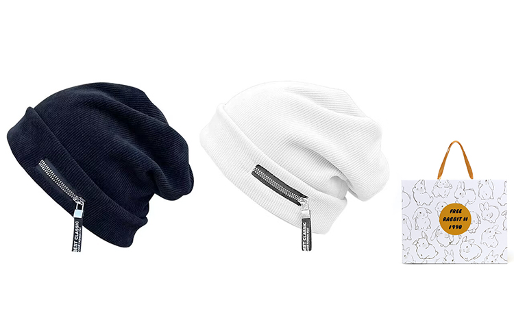 

FREE RABBITⅡ Унисекс шапка бини, 2 Pack (Black+Beige)+White Box