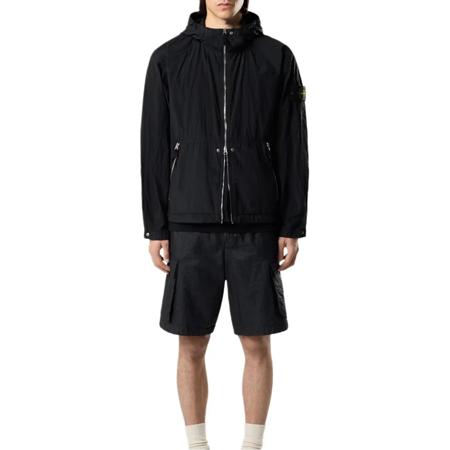 Куртка с капюшоном STONE ISLAND 4100119 из нейлона с металлическим покрытием ECONYL, черная, L1S154100119S0020V0029 — фото 3