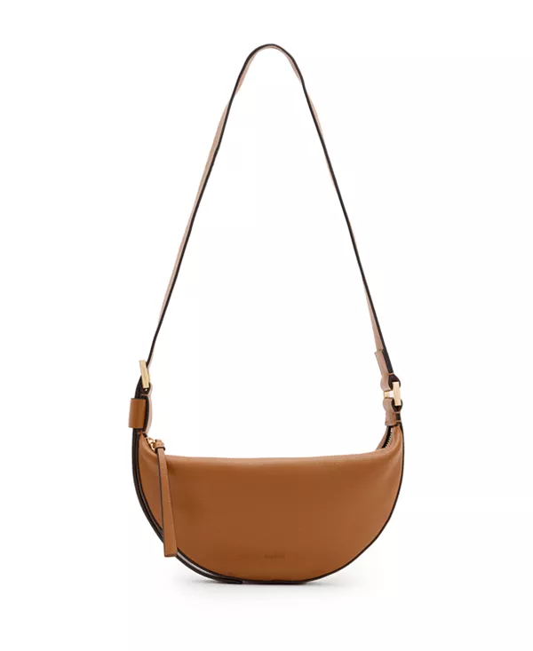 

Кожаная сумка через плечо в форме полумесяца Allsaints, коричневый