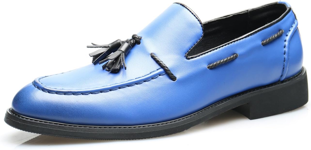 

Мужские лоферы Santimon, повседневные туфли без шнурков для прогулок, свадьбы, выпускного, с кисточками, деловые кожаные мокасины под смокинг для мужчин, синий