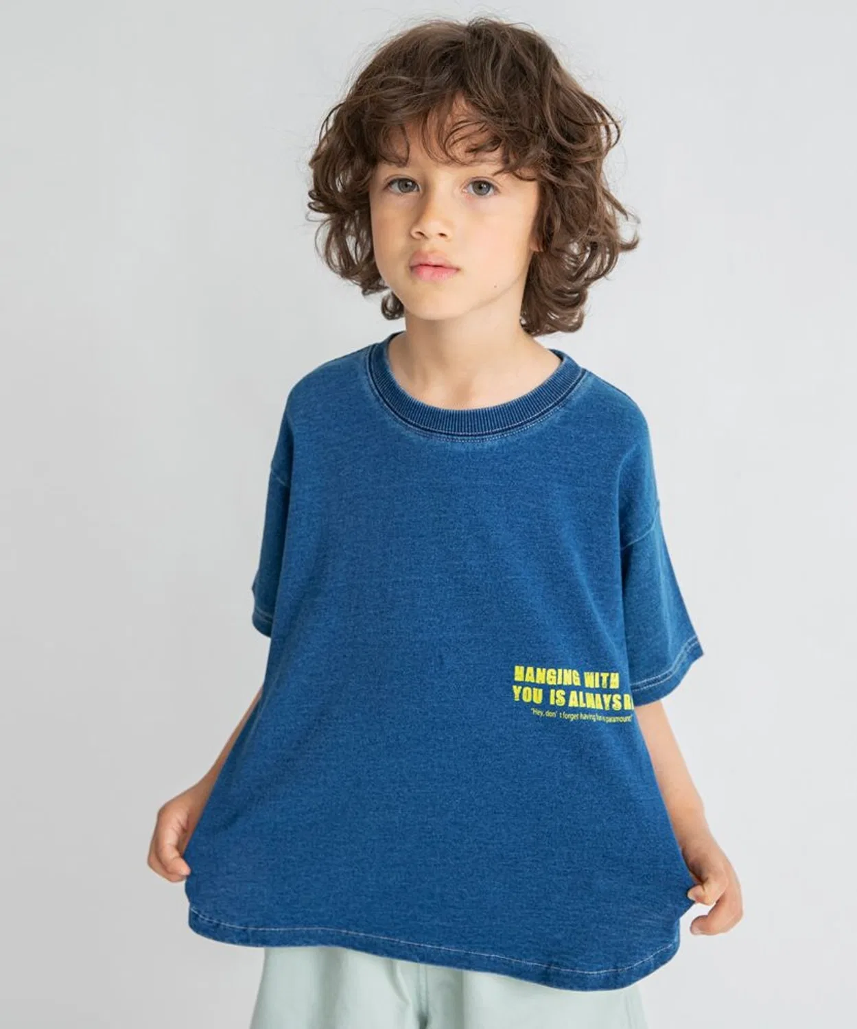 Детская футболка с принтом Indigo Round Hem T-shirt, branshes, Navy