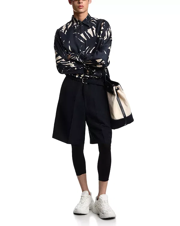 Мужская рубашка с принтом Comfort Fit Leaf Print Emporio Armani, Blue/Ivory