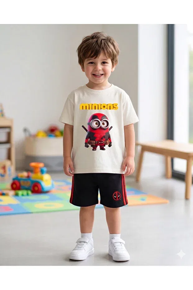 Детская футболка оверсайз с принтом Minions Inspired Superhero Printed Children's Oversize T-Shirt Babytex, White — фото 2