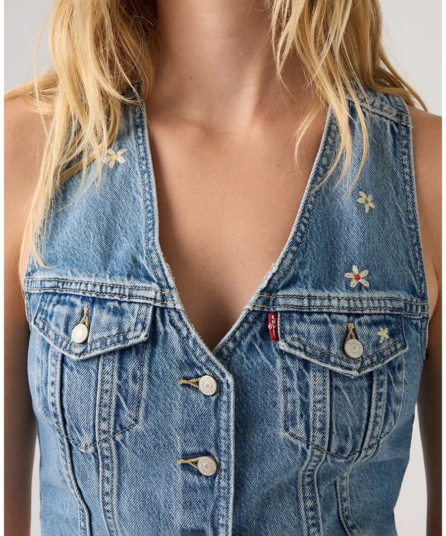 Жилет-безрукавка из хлопка с V-образным вырезом, Embroidered Mainline Levi's, Bee In The Bonnet Vest — фото 3