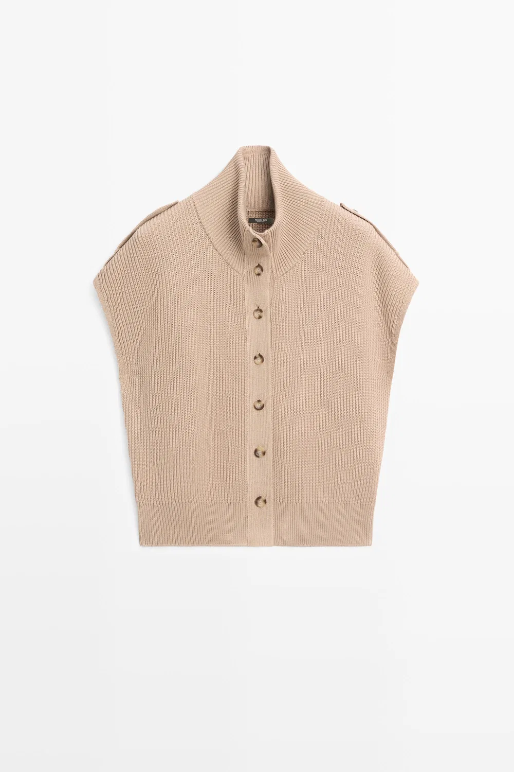Жилет Massimo Dutti 100% Cotton Button-Detail Knit, коричневый — фото 2