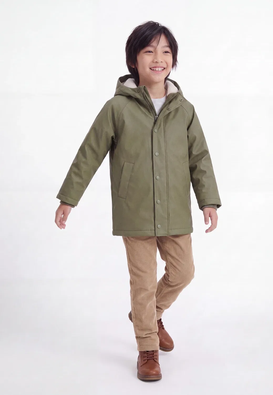Cire chaud matiere enduite - легкая куртка Petit Bateau, Olivine