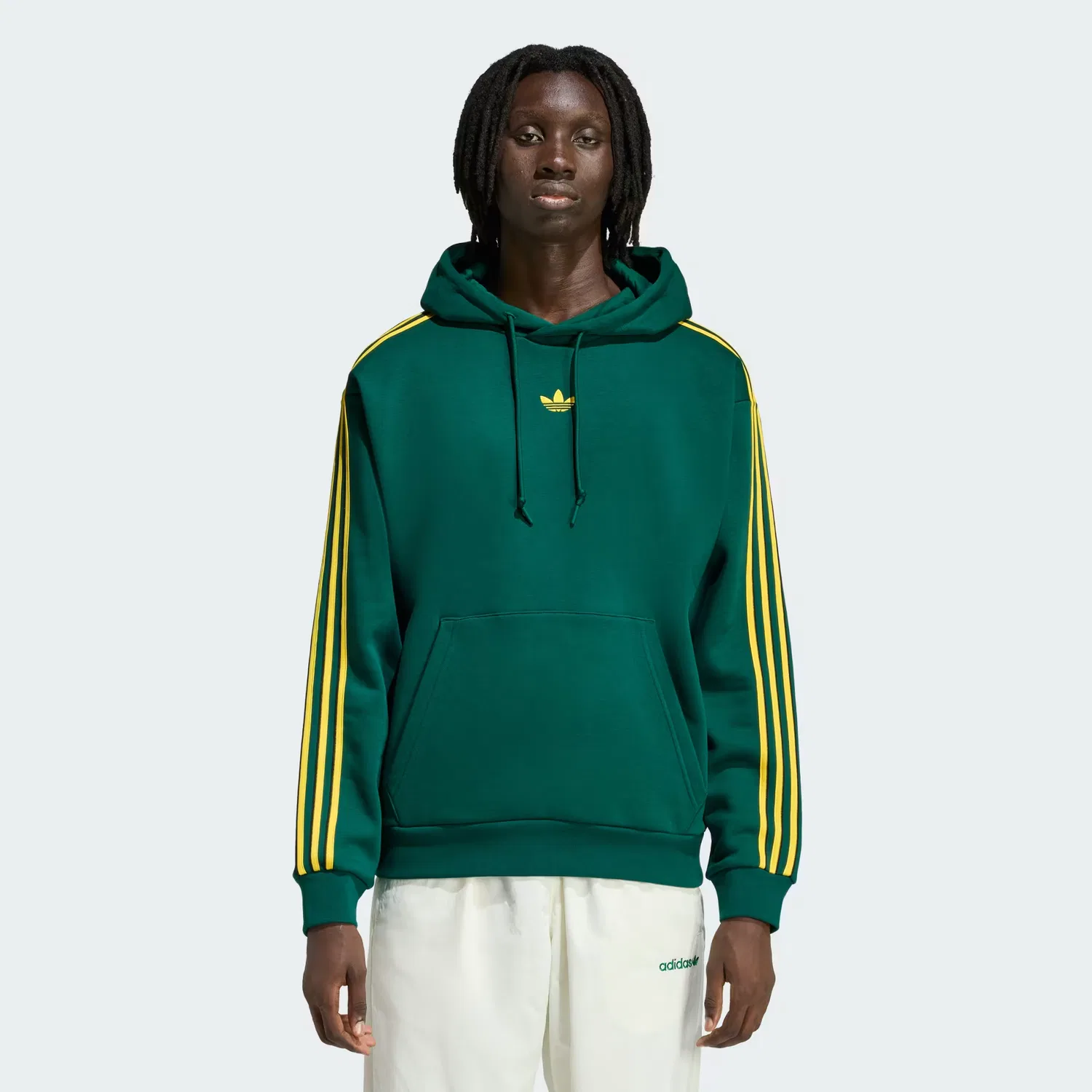 Мужское худи на флисе с капюшоном Tipped Stripes Adidas Originals, темно-зеленый