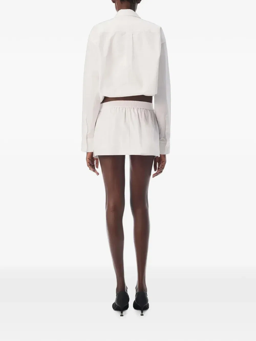 Многослойный укороченный топ на бретельках и рубашка Alexander Wang, белый — фото 3