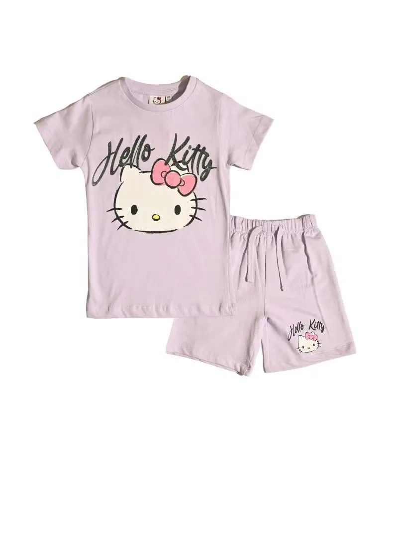 Комплект футболки и шорт с принтом Hello Kitty, разноцветный