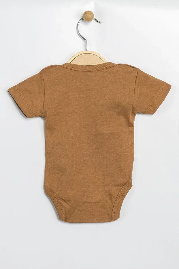 Детское боди для новорожденных хлопковый с принтом Basics Aziz Bebe, Brown — фото 2