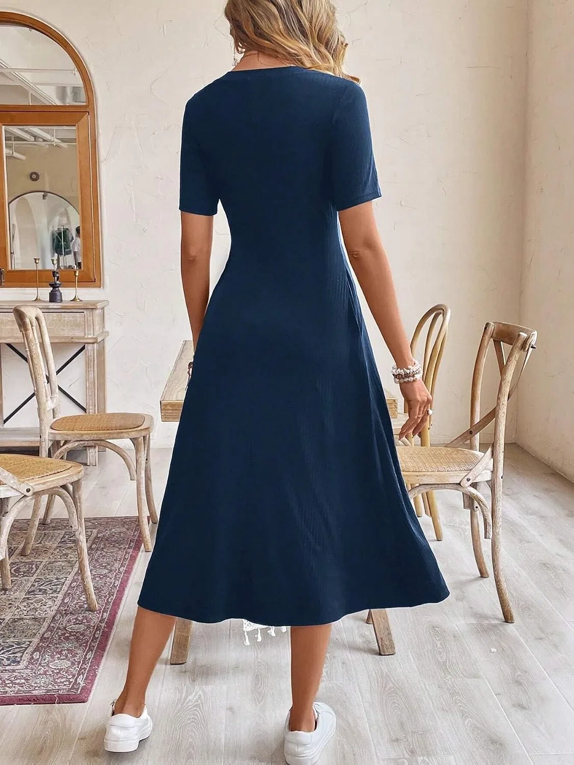 Женское повседневное платье A-силуэта, Navy Blue — фото 3