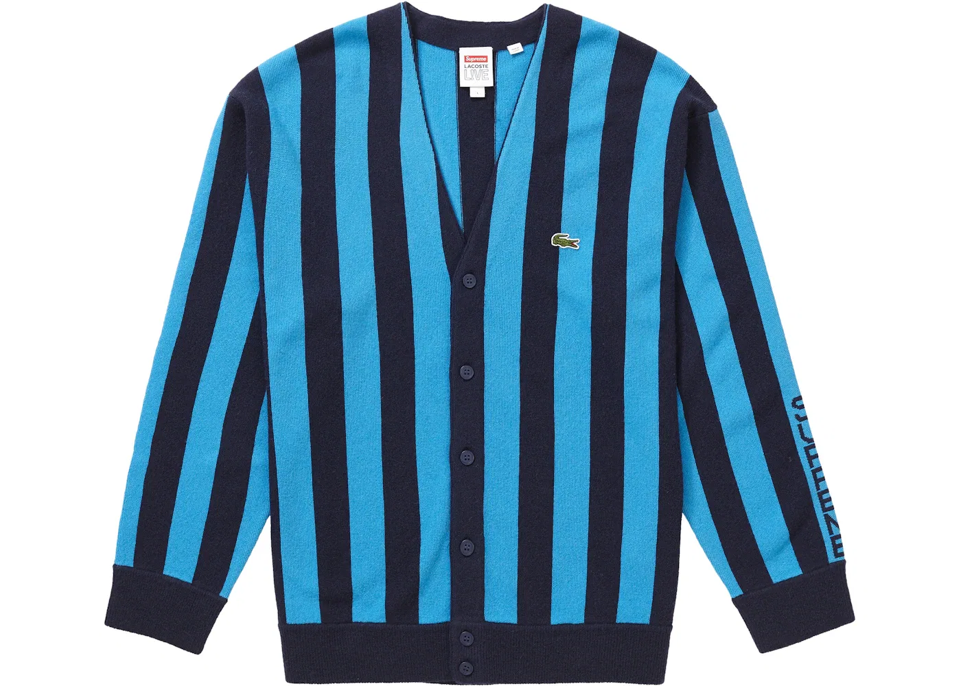 Мужской кардиган с полосками Supreme LACOSTE Stripe Cardigan Supreme, Navy