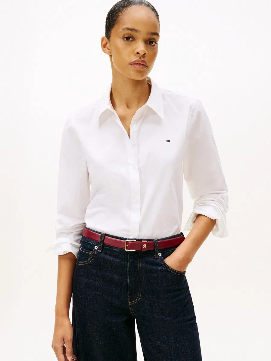 Блузка TOMMY HILFIGER "Regular Fit Flag Embroidery" белого цвета — фото 2