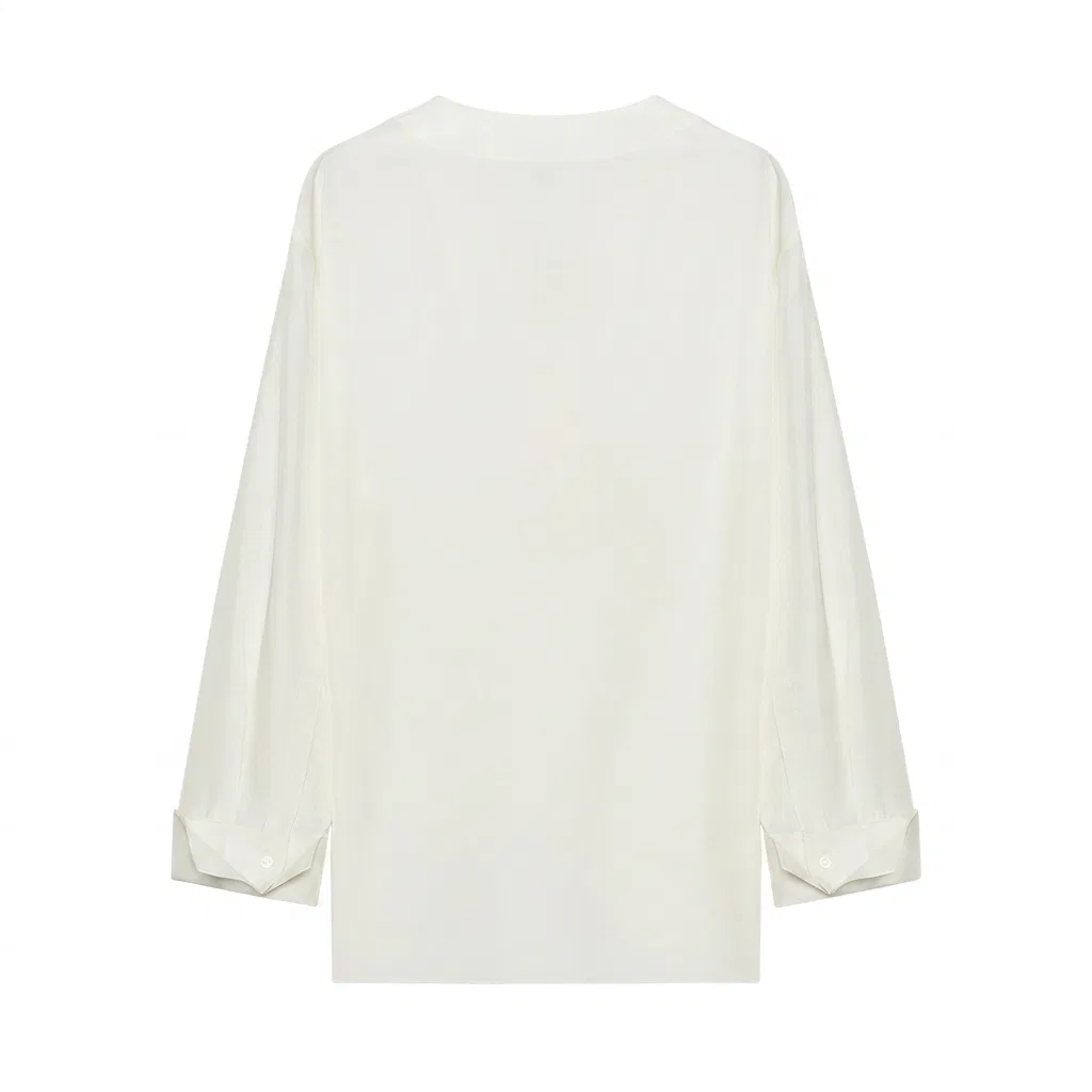 Женская рубашка с V-образным вырезом, бренд ZARA, Raw White — фото 3