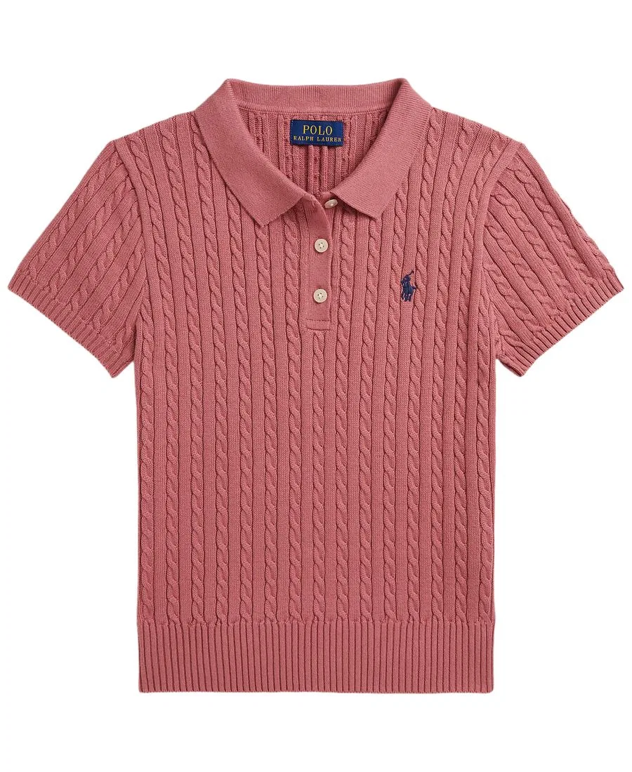 Детский свитер с поло-воротником Polo Ralph Lauren, Canvas Pink