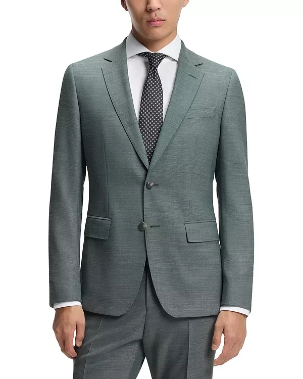 Мужской костюм slim fit из текстурированной ткани Boss, Open Green — фото 3
