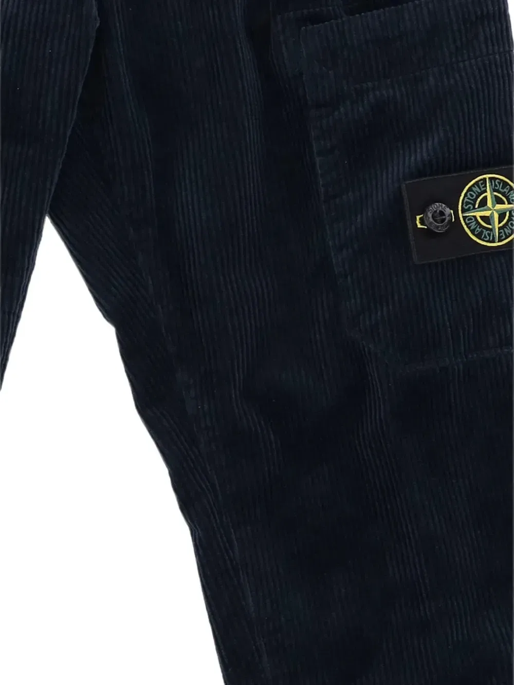 Вельветовые брюки-карго с нашивкой в виде компаса Stone Island Junior, синий — фото 3