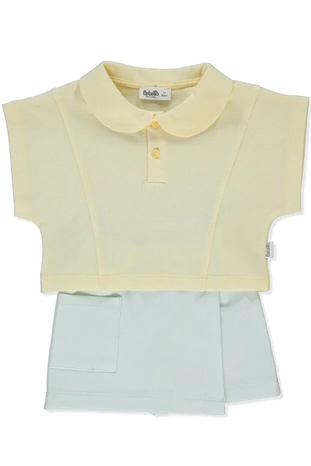 Детский комплект для девочек из футера Pique shorts skirt 2-piece set (colorful moment) Bebetto, Yellow