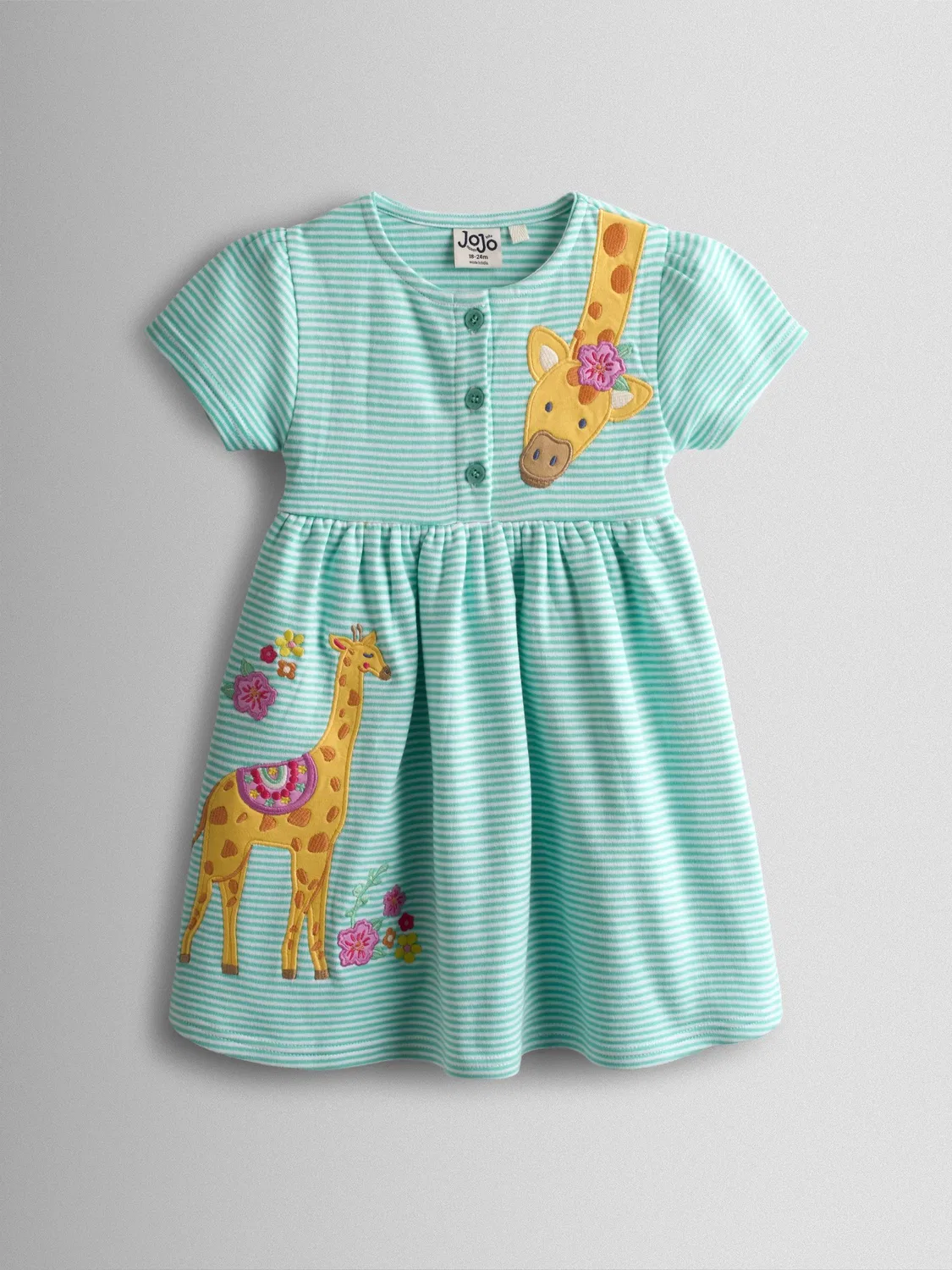Платье с жирафом Green Giraffe Jojo Maman Bébé, зеленый