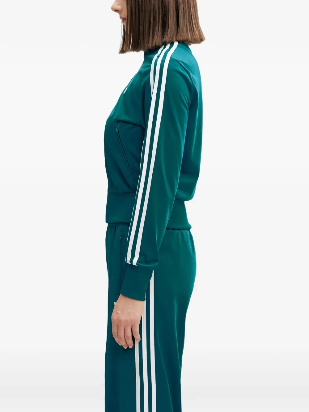Олимпийка Firebird с вышитым логотипом и полосками по бокам Adidas, зеленый — фото 3