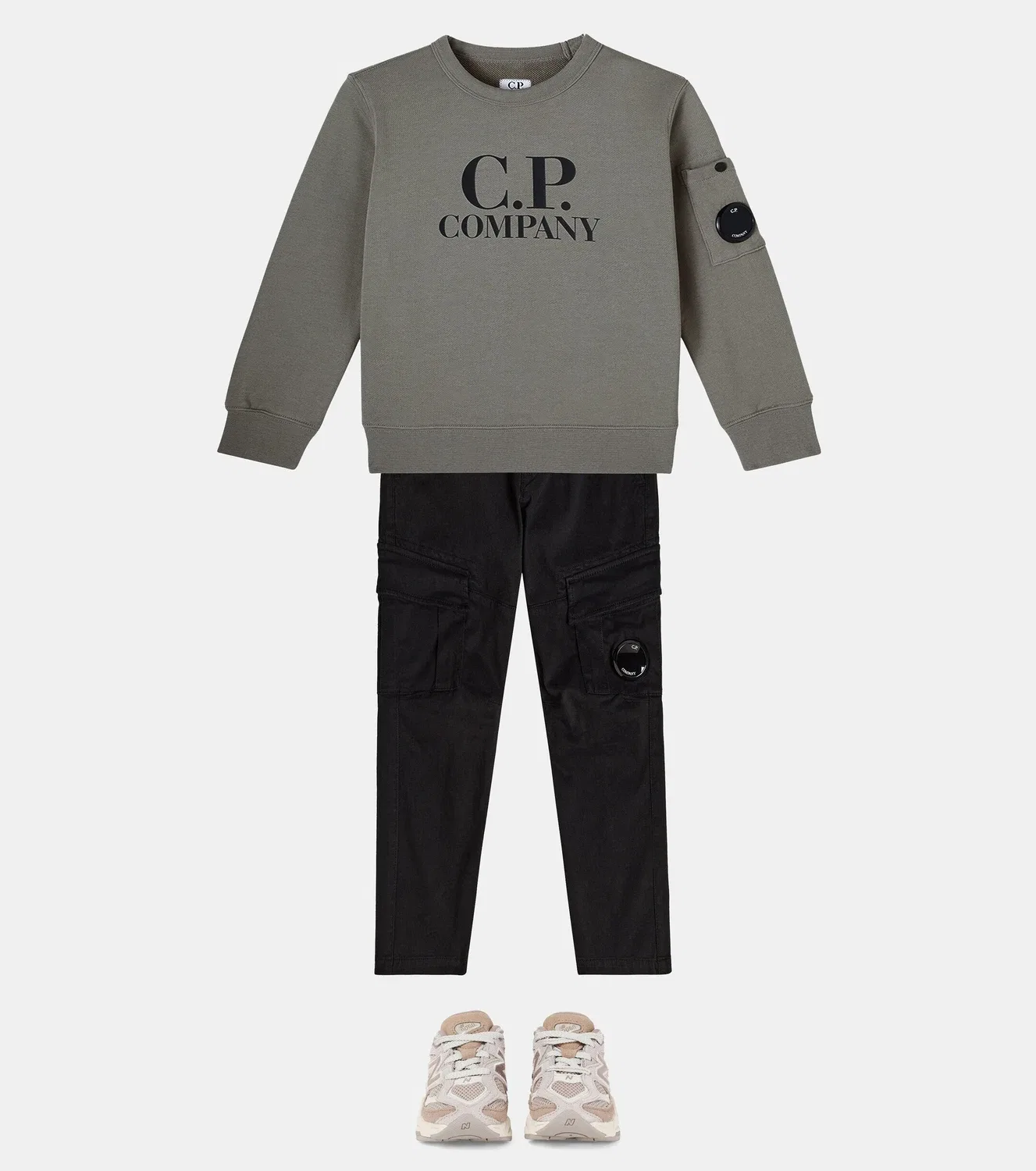 Свитшот хлопковый с логотипом C.P. Company Kids, серый — фото 2