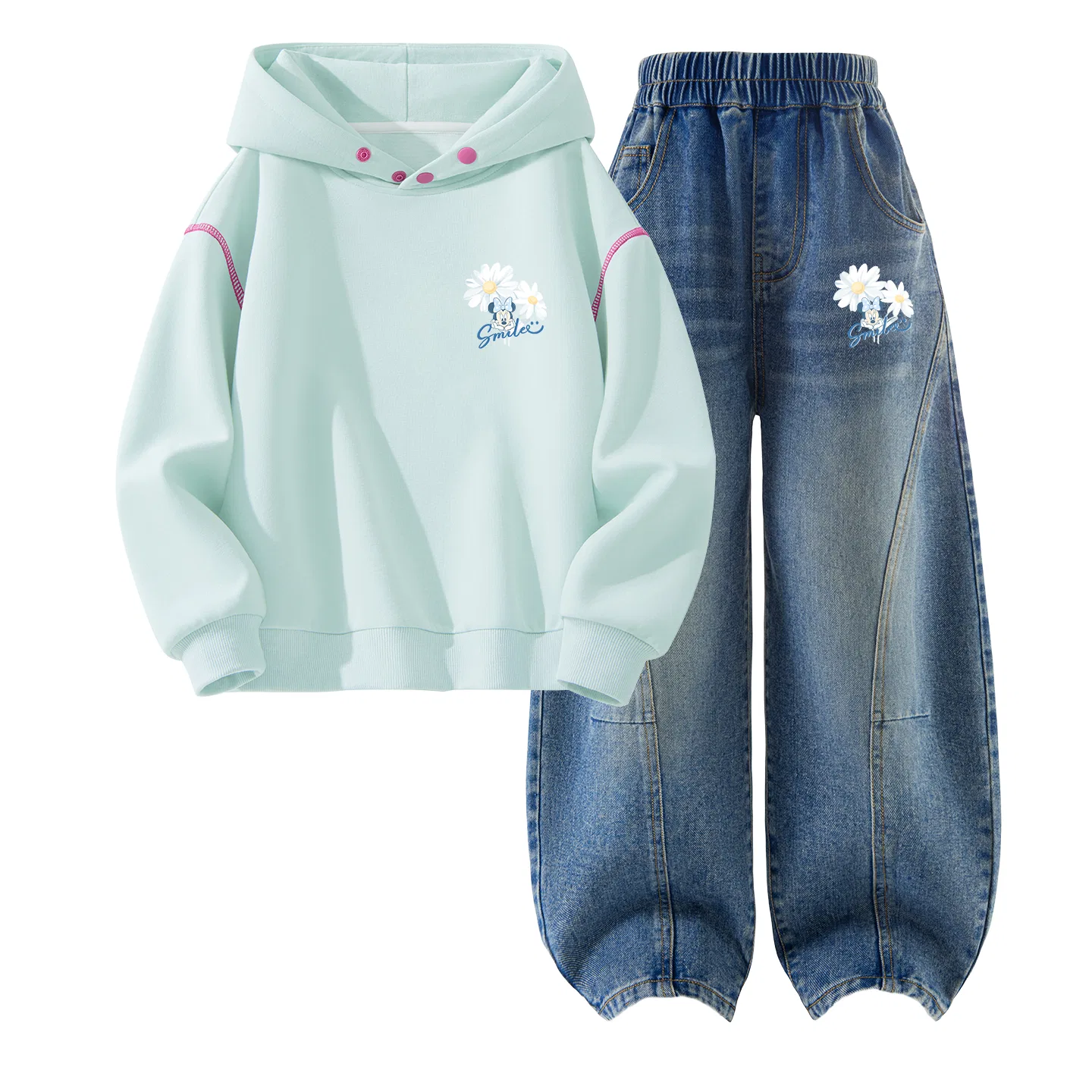 Детский спортивный комплект с капюшоном Dewi Floral K, Disney, Clearwater Blue/Denim Blue