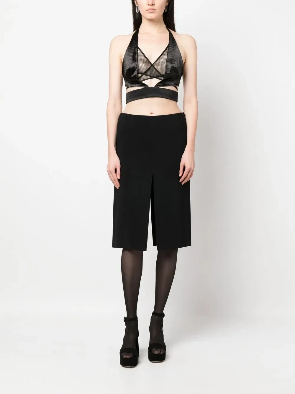 Топ с запахом и бретелью через шею Dsquared2, черный — фото 2
