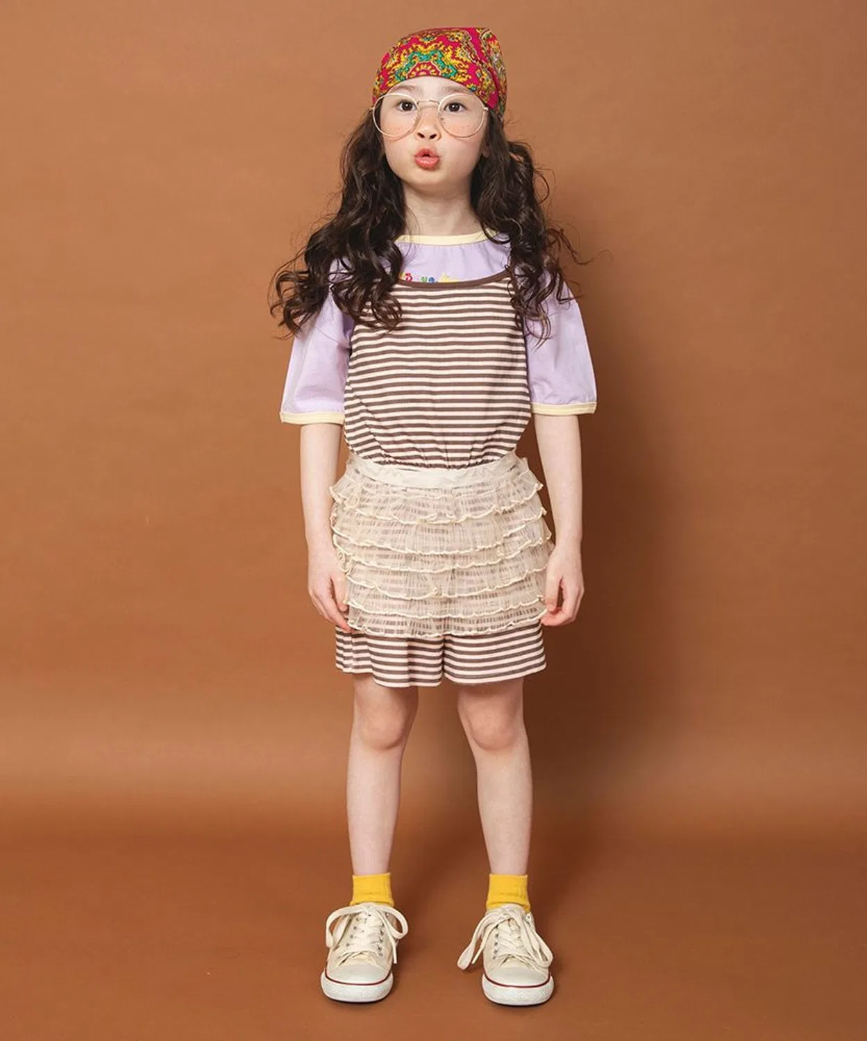 Детская юбка из фатина с воланами, с короткой длиной, модель Rii-chan x branshes DRC branshes, Brown — фото 3