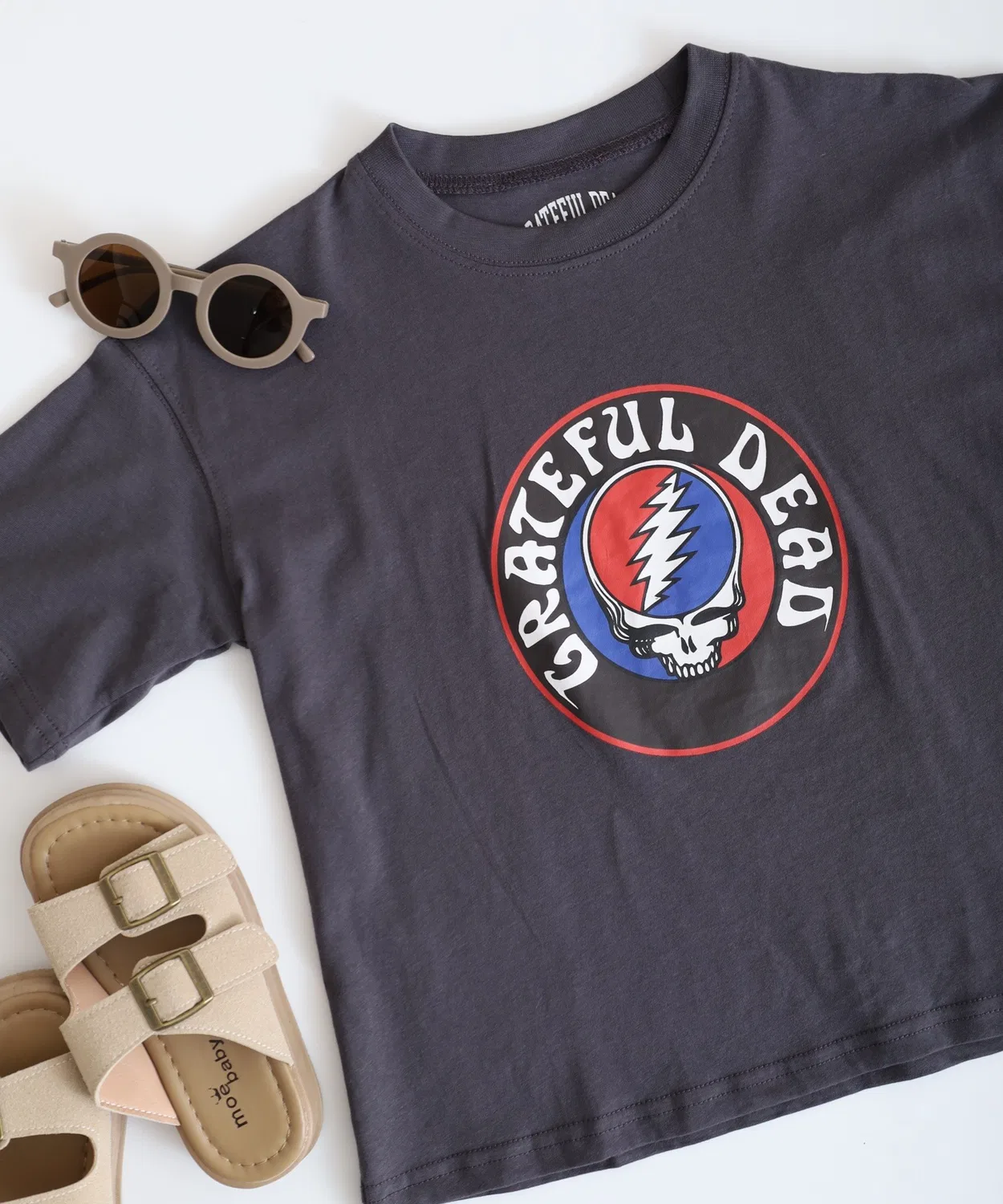 Детская футболка оверсайз с принтом Grateful Dead, Heather Charcoal