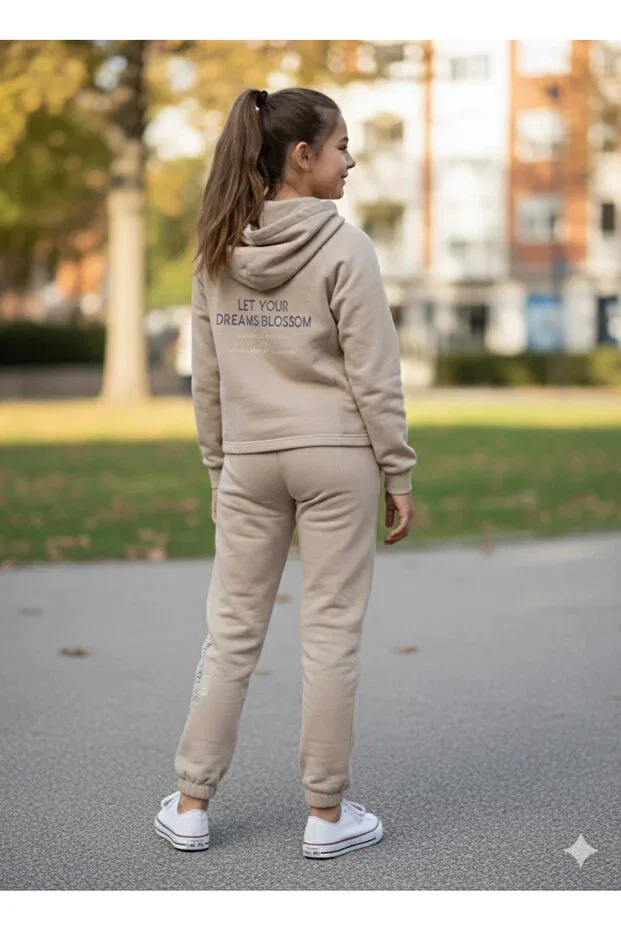 Детская куртка для девочек с принтом Nk Kids, Taupe — фото 2