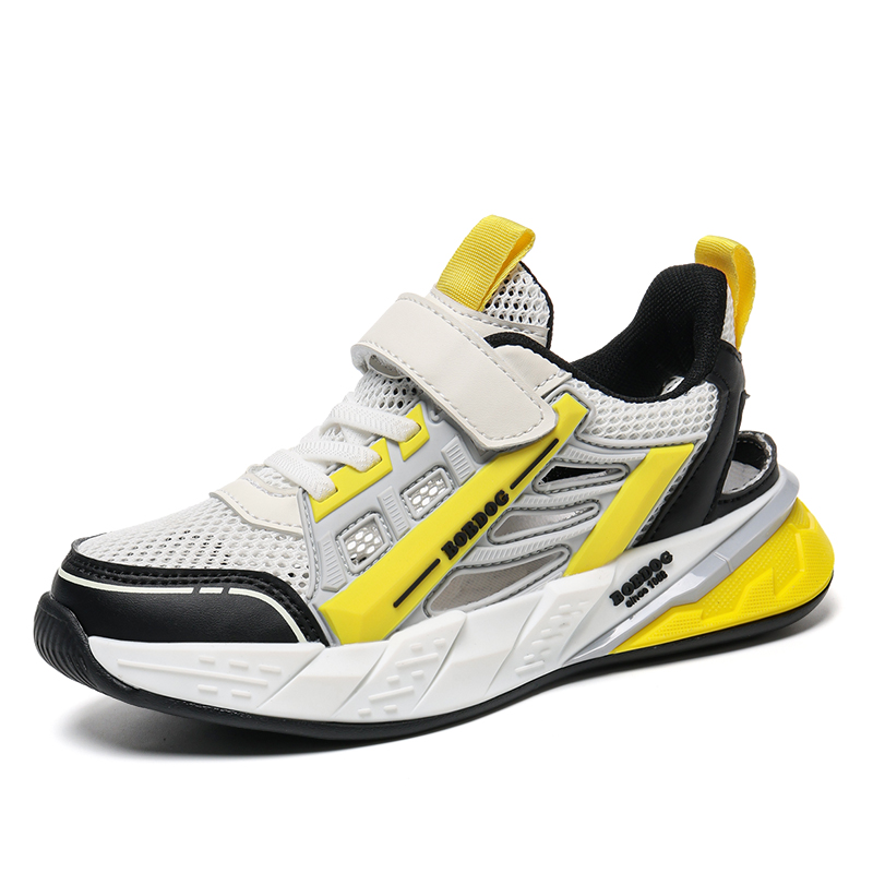 

Нескользящие и дышащие низкие повседневные кроссовки для детей BOBDOG, белый/желтый