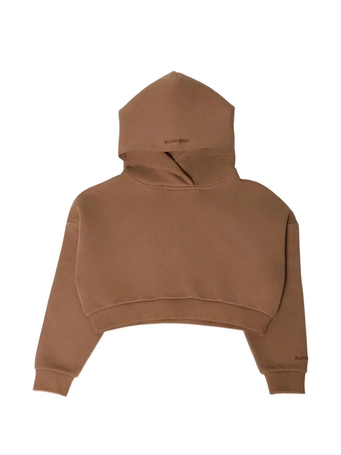Укороченное худи с вышитым логотипом Blanca Sport Kids, коричневый