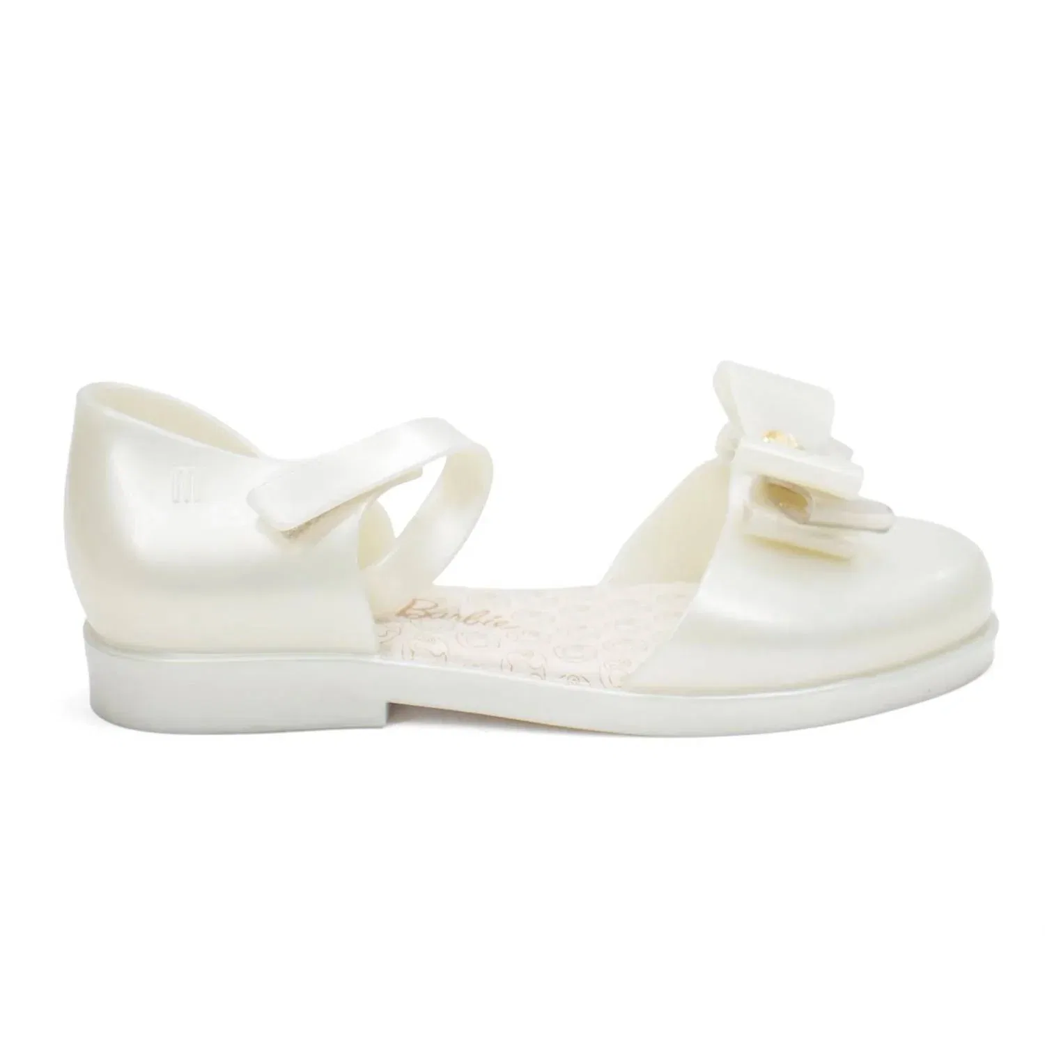 Детские сандалии для девочек с бантом Amy And Barbie Mini Melissa, White Metallic