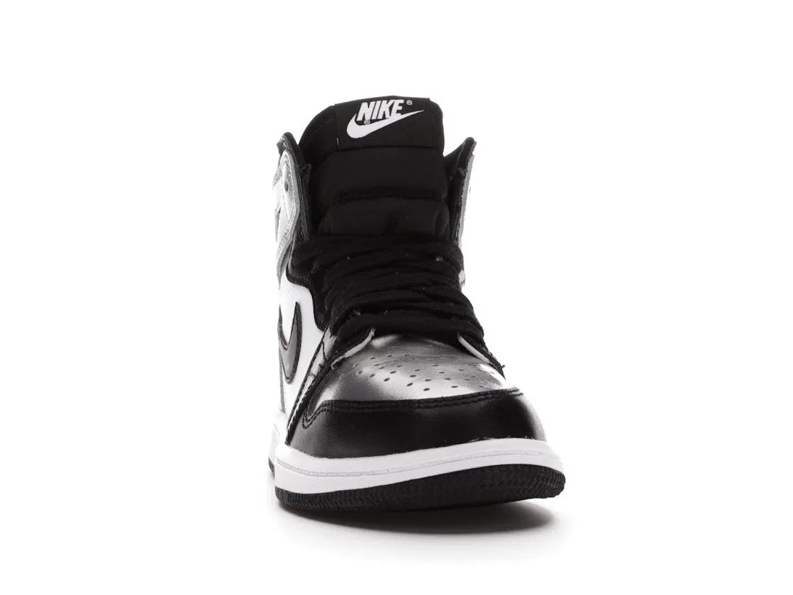 Детские кроссовки для мальчиков с принтом Jordan 1 Retro High Jordan, Black Metallic Silver White Black — фото 2