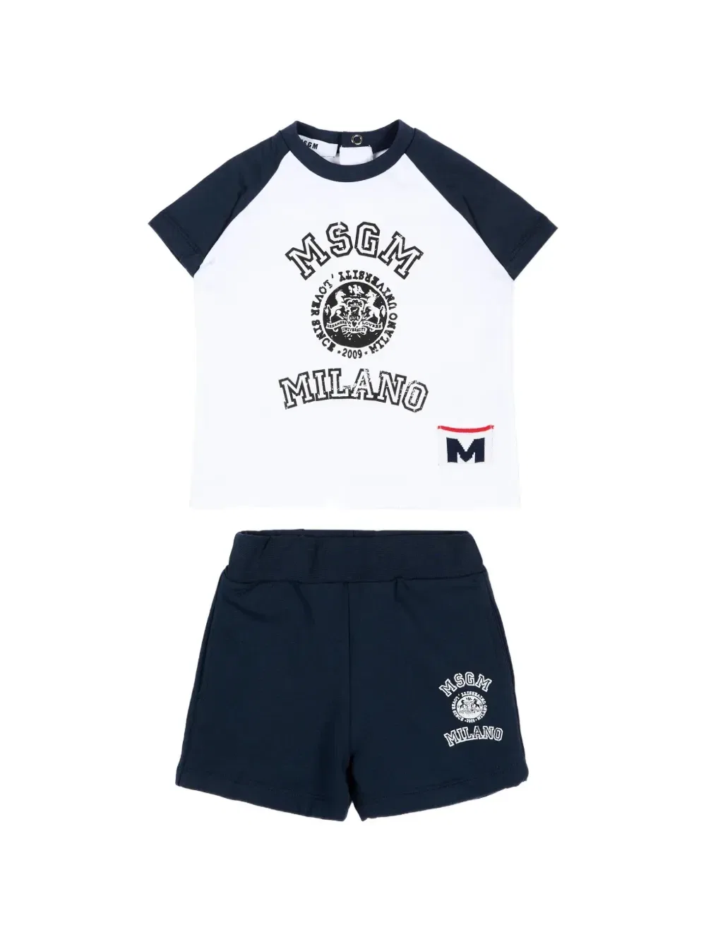 Комплект из шорт с рукавом реглан и логотипом Msgm Kids, синий