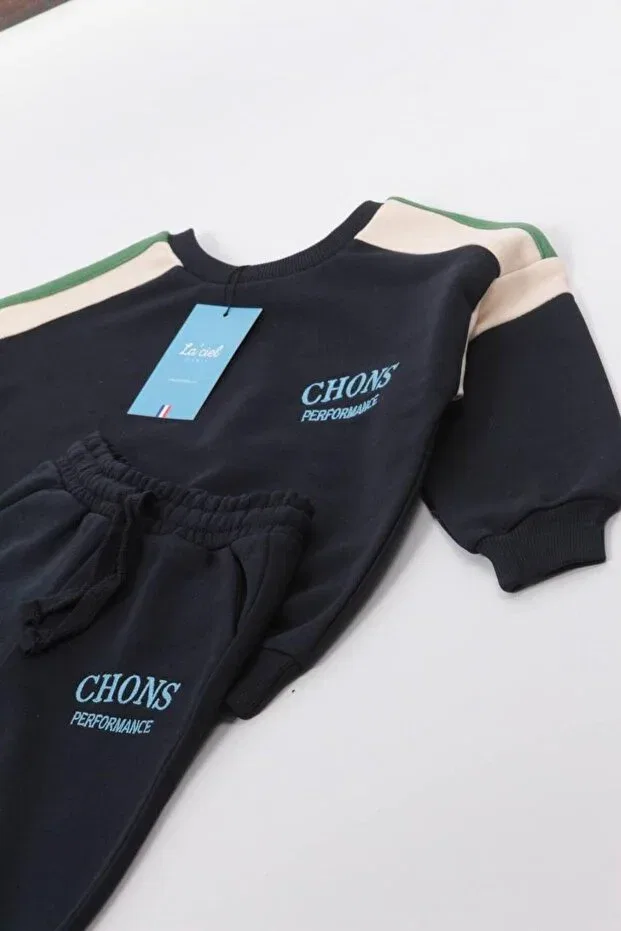Детский спортивный костюм с принтом Unisex children's 3 thread chons navy blue double suit navy blue Generic Brands, Navy Blue — фото 4