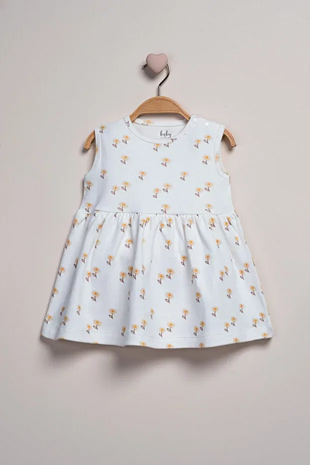 Детское платье для девочек с принтом Minimal daisy patterned For My Baby, White