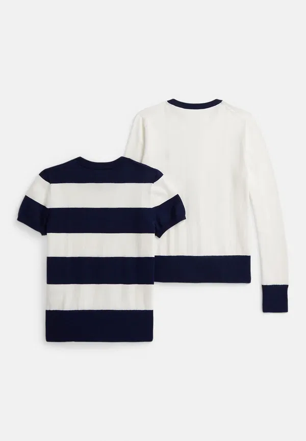Детский комплект из свитера и кардигана с полосками Polo Ralph Lauren, paper white/newport темно-синий — фото 2